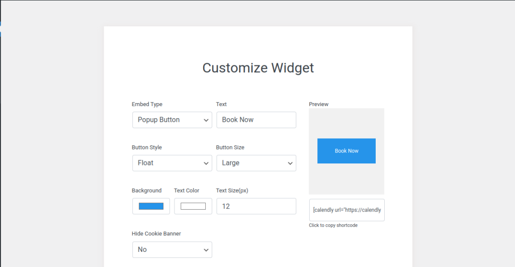 embed calendly widget customizer