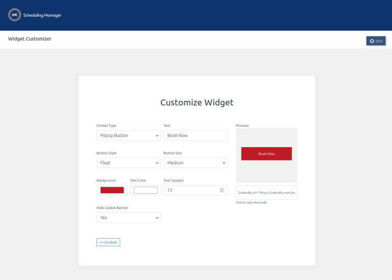 wordpress calendly widget customizer