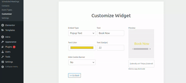 embed calendly widget customizer demo